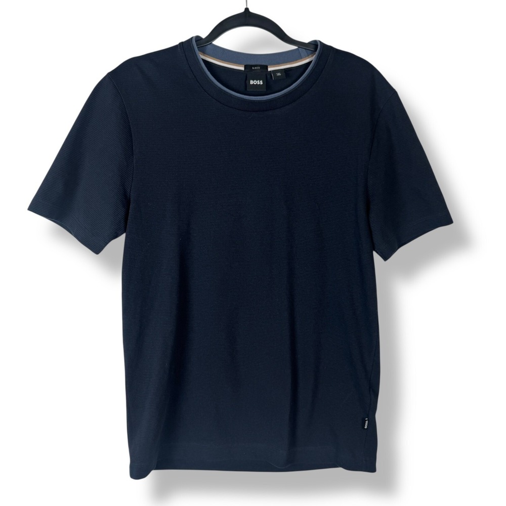 Hugo BOSS Tessler 140 Top Mens Slim Size Medium Textured Streetwear Made In Peru
